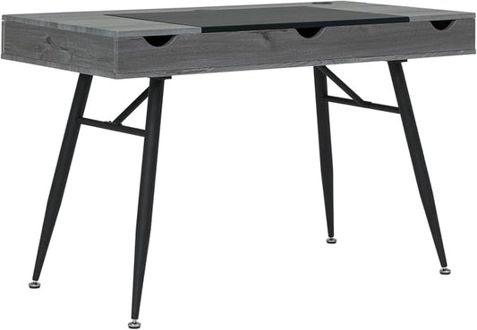 Calico Designs Nook Modern Office Laptop Writing Desk- 47.25″ Wide Home Workstation Space-Saving with Storage Compartments, Greywash