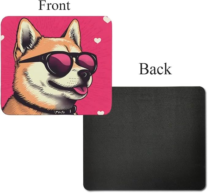 Pink Mousepad Glamour Dog Shiba Inu Mouse Pad for Home Office Gaming Working Desk Computer Desktop Accessories Non-Slip Rubber Mousepad for Dog Lovers Corgi