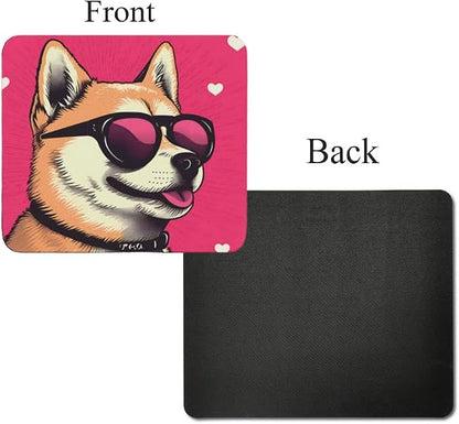 Pink Mousepad Glamour Dog Shiba Inu Mouse Pad for Home Office Gaming Working Desk Computer Desktop Accessories Non-Slip Rubber Mousepad for Dog Lovers Corgi