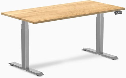 Desky Dual Hardwood Sit Stand Desk - 60x30 Electric Standing Desk - Dual Motor, 3 Stage Adjustable Height Desk - Solid Wood Standing Desk - Whole-Piece Top in White Oak Wood