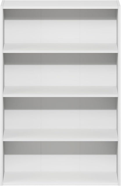 Furinno Basic Book Shelf, 4-Tier Bookcase with Open Shelf, Bookshelf, Cube Storage Organizer, 6 x 24 x 35, for Living Room, Bedroom, Home Office, White