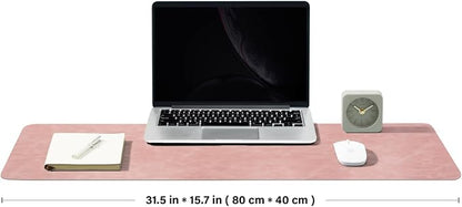 Distressed Leather Desk Mat - Non-Slip PU Desk Pad for Office and Home - Desk Organization and Accessories - Ideal for Large Mouse Pad and Desk Mats on Top of Desks(Dusty Rose,31.5"x 15.7")