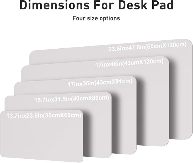 Aothia Faux Leather Desk Mat – Large Mouse Pad, Non-Slip PU Leather Blotter, Waterproof Writing Surface for Office and Home (Pale Lavender White, 47.2" x 23.6")