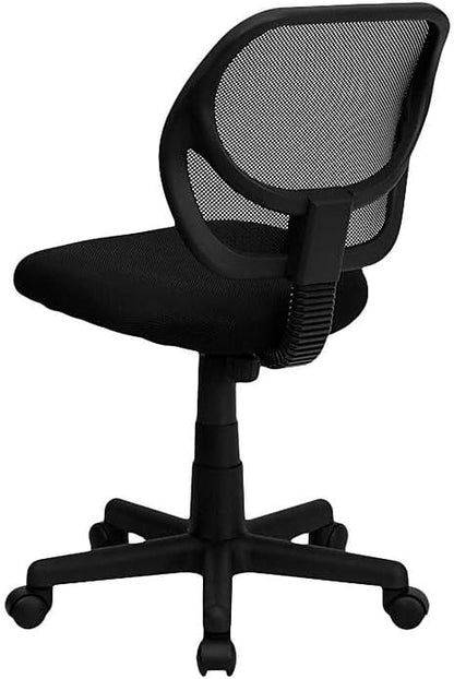 Flash Furniture Neri Low Back Black Mesh Swivel Task Office Chair with Curved Square Back