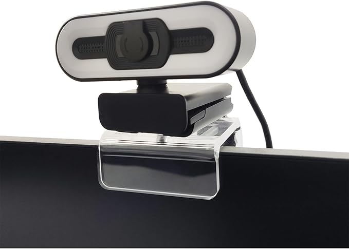 Webcam Mount for Monitor, Compatible with Logitech and other Webcams with 1/4'' Thread, Acrylic Clear Mount on Monitor or Laptop Won't Blcok Screen, Adjustable Mount Fit All Thickness Monitor