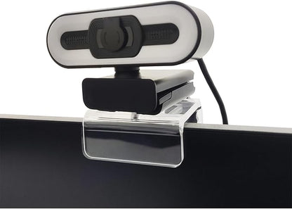Webcam Mount for Monitor, Compatible with Logitech and other Webcams with 1/4'' Thread, Acrylic Clear Mount on Monitor or Laptop Won't Blcok Screen, Adjustable Mount Fit All Thickness Monitor