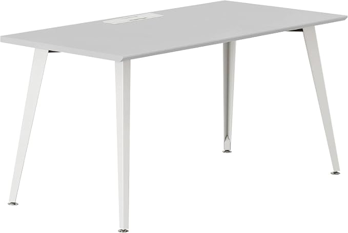 Branch Office Desk - Modern Home Office Desk - Efficient Cable Management and Fast Assembly - Compact Workstation for Home or Apartment - 48” Fog Top - White Base