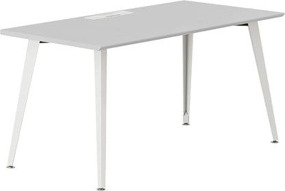 Branch Office Desk - Modern Home Office Desk - Efficient Cable Management and Fast Assembly - Compact Workstation for Home or Apartment - 48” Fog Top - White Base