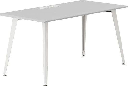 Branch Office Desk - Modern Home Office Desk - Efficient Cable Management and Fast Assembly - Compact Workstation for Home or Apartment - 48” Fog Top - White Base