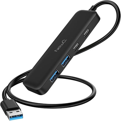 Dual USB C USB A 3.0 Hub: 4 Ports USB Hub with 2* USB-C 3.0 and 2* USB-A 3.0, Ultra Slim Portable USB Splitter Adapter for Laptop, PS4, Flash Drive, HDD, Xbox, Printer, Keyboard, Computer Accessories