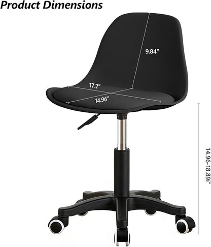 Home Office Chairs, Small Swivel Rolling Desk Chair with Silent Wheels and Low-Back,Armless Heavy-Duty Vanity Chair Height Adjustable for Bedroom,Students,Study,Teens