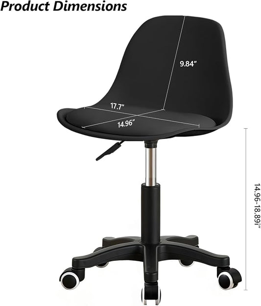 Home Office Chairs, Small Swivel Rolling Desk Chair with Silent Wheels and Low-Back,Armless Heavy-Duty Vanity Chair Height Adjustable for Bedroom,Students,Study,Teens