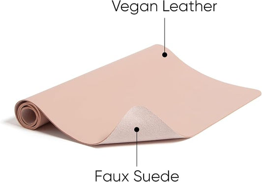 Smead Desk Pad, Vegan Leather Desk Mat with Non-Slip Faux Suede Backing, Perfect Desk Organizer for Office Decor, 31.5” x 15.7” Medium, Dusty Rose (64834)