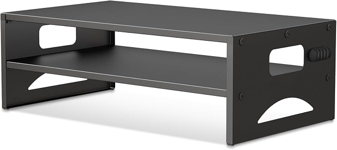 Pholiten Monitor Stand Riser, Desktop Stand, Computer Stand, Ergonomic Design, Two-Level Design, Desktop Organization, Keyboard Smartphone Storage, Printer Stand, Display Stand, 16.5 x 9.3 x 5.6