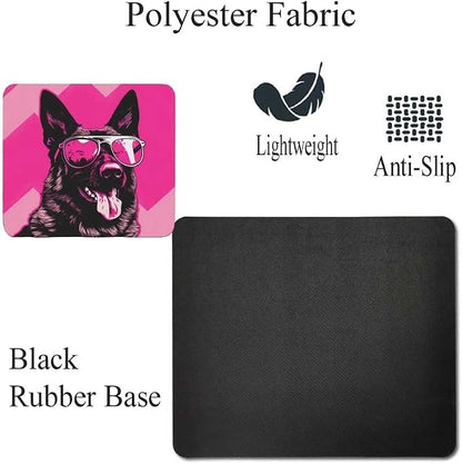 Pink Mousepad Glamour Dog German Shepherd Mouse Pad for Home Office Gaming Working Desk Computer Desktop Accessories Non-Slip Rubber Mousepad for Dog Lovers