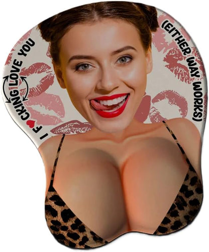 Custom Face Funny & Naughty Personalized Photo 3D Mouse Pad, Custom Face Sexy Body 3D Mouse Pads for Naughty Couple Funny Coworkers Troll, 3D Mouse Pads Adult Jokes Gifts for Couple Coworker Troll (2)