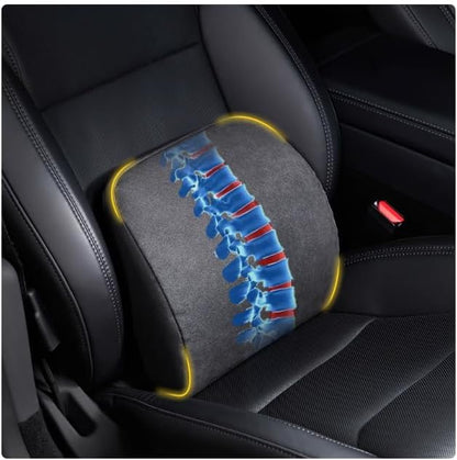 TOPABYTE Lumbar Support Pillow Ergonomic Memory Foam Lumbar Pillow for Lower Back Pain Relief - Back Cushion for Driving, Chair Support for Car, Office & Gaming Chairs (Black, 1PC)