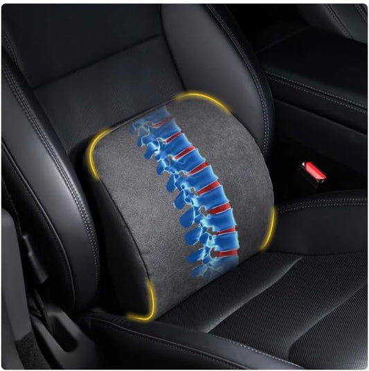 TOPABYTE Lumbar Support Pillow Ergonomic Memory Foam Lumbar Pillow for Lower Back Pain Relief - Back Cushion for Driving, Chair Support for Car, Office & Gaming Chairs (Black, 1PC)