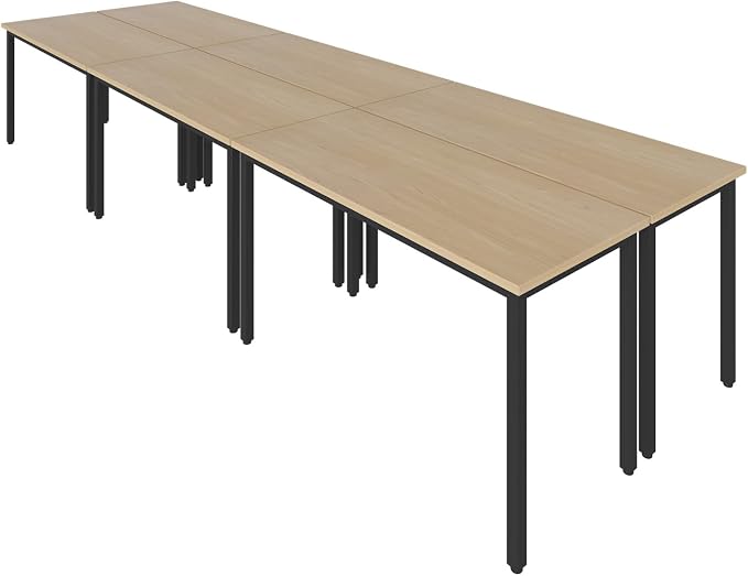 Bonzy Home Conference Tables 14ft Office Computer Desk for Meeting Room Study Writing Printer Table Office Computer Desk for 16 People Rustic Vintage Natural 6PCS (165.3"x47.2"x29.5")
