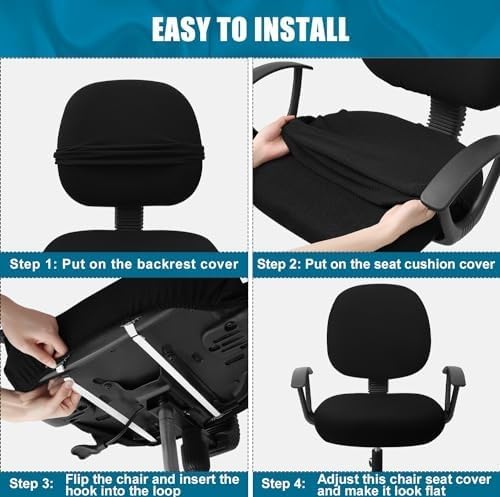 Smiry Stretch Jacquard Office Computer Chair Covers, Removable Washable Universal Desk Rotating Chair Slipcovers Protector, Seat + Backrest Cover, Khaki