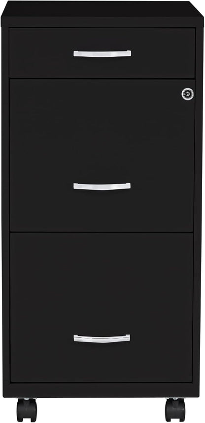 Lorell NuSparc Mobile 3 Drawer Locking Filing Cabinet | Pre-Assembled Steel Construction | Space-Saving Design is Perfect for Home and Small Office | Letter-Size | Assembled in North America