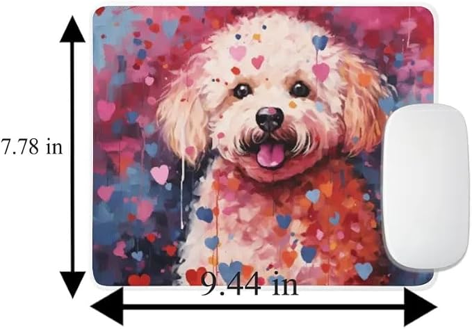Poodle Mouse Pad Dog with Red Hearts Pattern Non-Slip Rubber Mouse Pad Puppy in Love Mouse Pad for Home Office Work Desk Computer Desktop Laptop for Dog Lovers