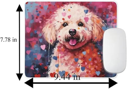 Poodle Mouse Pad Dog with Red Hearts Pattern Non-Slip Rubber Mouse Pad Puppy in Love Mouse Pad for Home Office Work Desk Computer Desktop Laptop for Dog Lovers