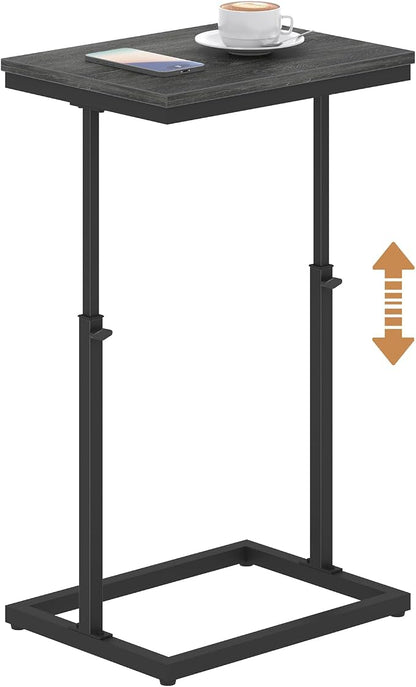 TUTOTAK End Table, Side Table, Tall Couch Table, Sofa Table, Living Room, Bedroom,Grey TB01BY083P