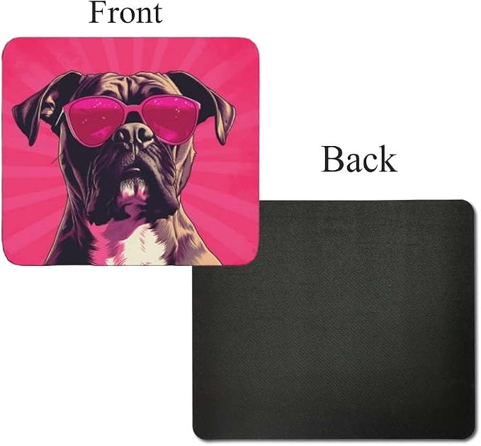 Pink Mousepad Glamour Dog Boxer Mouse Pad for Home Office Gaming Working Desk Computer Desktop Accessories Non-Slip Rubber Mousepad for Dog Lovers