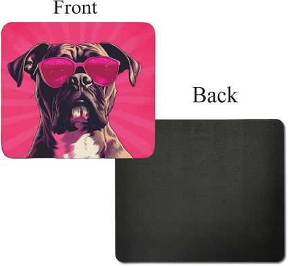 Pink Mousepad Glamour Dog Boxer Mouse Pad for Home Office Gaming Working Desk Computer Desktop Accessories Non-Slip Rubber Mousepad for Dog Lovers