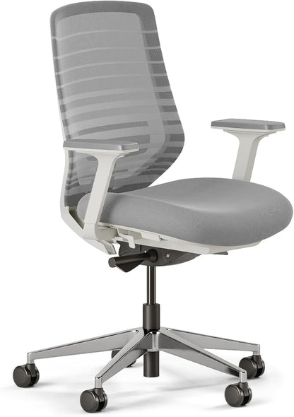 Branch Ergonomic Chair - A Versatile Desk Chair with Adjustable Lumbar Support, Breathable Mesh Backrest, and Smooth Wheels - Experience Optimal Comfort and Support - Pebble - White