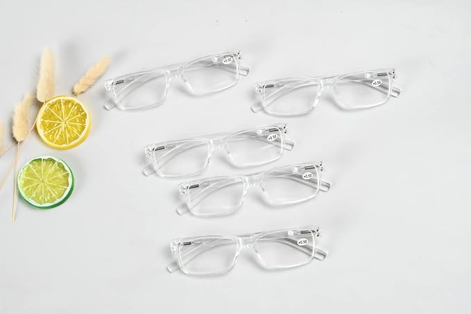 Eyekepper Vintage Reading Glasses for Men - 5 Pack Spring Hinges Classic Readers - Clear Frame +2.75