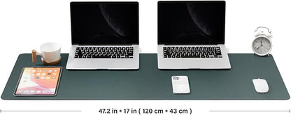 Large Desk Mat - 47.2"x 17" Non-Slip PU Desk Pad for Office and Home - Ideal for Large Mouse Pad and Desk Mats on Top of Desks(Dark Green)