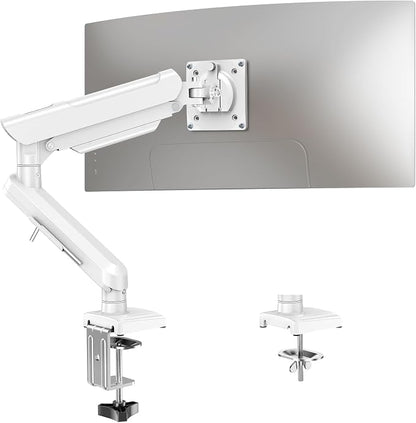 Single Monitor Desk Mount, 13-32 inch Adjustable Full Motion Monitor Arm, Computer Monitor Stand Holder with Clamp and Grommet Base, Fit 4.4 to 19.8lbs Screens, VESA Mount Bracket, White, Freelift Pro