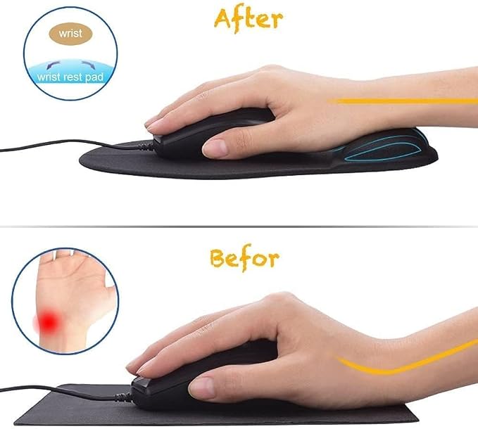 Office Mousepad with Gel Wrist Support - Ergonomic Gaming Desktop Mouse Pad Wrist Rest - Design Gamepad Mat Rubber Base for Laptop Computer -Silicone Non-Slip Special-Textured Surface (06RoseRed)