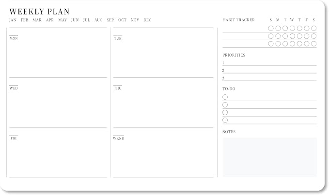 Minimalist Weekly Planner Cards – Double-Sided Weekly Planning Cards, 250 GSM Cardstock (2-Pack, 60 Cards Total)