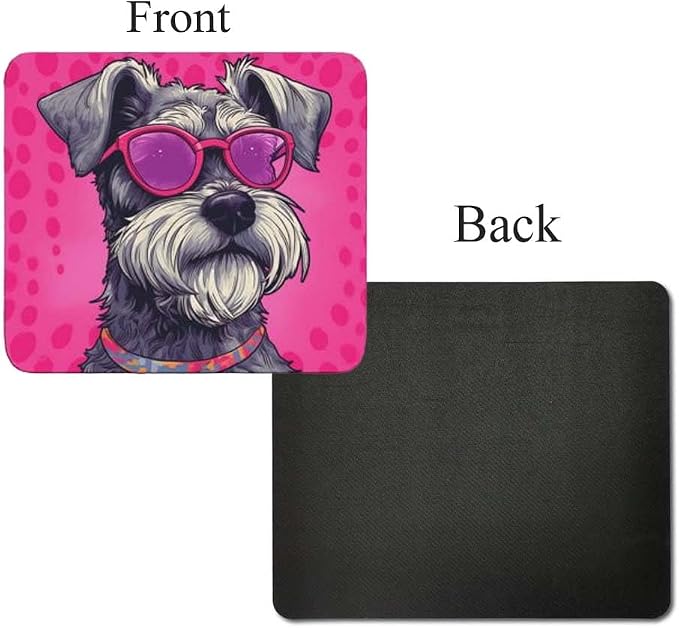 Pink Mousepad Glamour Dog Schnauzer Mouse Pad for Home Office Gaming Working Desk Computer Desktop Accessories Non-Slip Rubber Mousepad for Dog Lovers