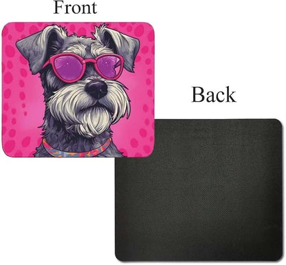 Pink Mousepad Glamour Dog Schnauzer Mouse Pad for Home Office Gaming Working Desk Computer Desktop Accessories Non-Slip Rubber Mousepad for Dog Lovers