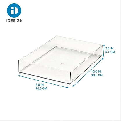 iDesign The Sarah Tanno Collection Plastic Cosmetic Drawer Organizer, 8" x 12" x 2", Clear