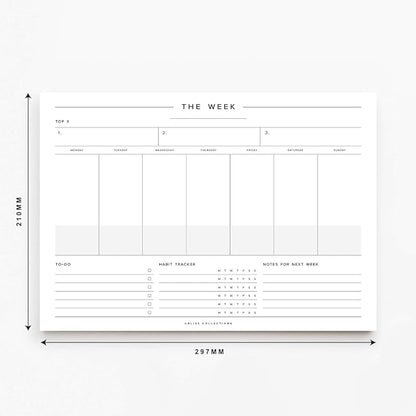Bliss Collections Weekly Planning Pad, To Do List Notebook - Undated Tear-Off Sheets Notepad - Work Calendar, Organizer, Scheduler for Goals, Tasks - Minimalist, 8.5" x 11", 50 Sheets