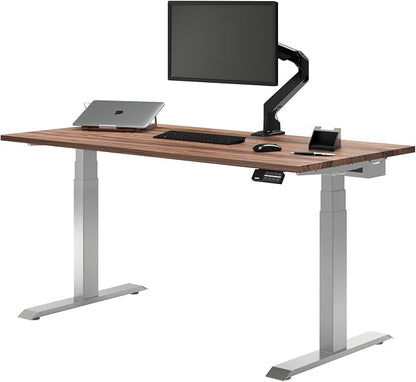 Desky Dual Hardwood Sit Stand Desk - Electric Standing Desk - Dual Motor,3 Stage Adjustable Height Desk - Solid Wood Whole-Piece Top - Standing Desk with Cable Management