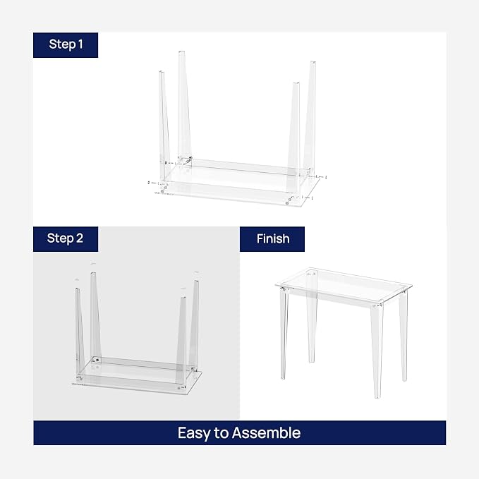 HMYHUM Acrylic Computer Desk, Modern Study Desk for Home, Office, Writing, Vanity, Easy Assembly Right-Angle Legs Design, Clear, 35.4" L x 19.7" W x 29.5" H