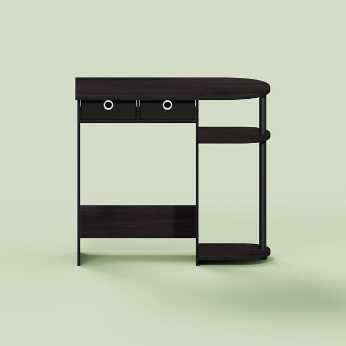Ipoh Computer Desk, 32 Inch Writing Desk, Study Desk with Side Shelves and Bin Storage, for Home Office, Study Room, Mocha Charcoal