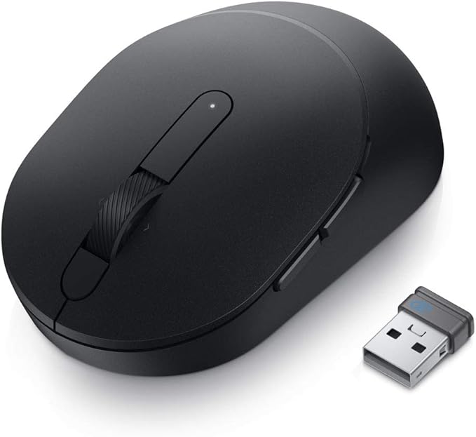Dell MS5120W Mobile Pro Wireless Mouse – Wireless 2.4GHz, Bluetooth 5.0, Microsoft Swift Pair/Dell Pair (Windows 10 & 11 only), Optical LED Sensor - Black