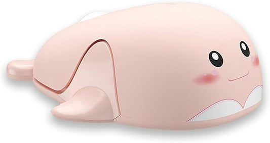 CHUYI Cute Animal Dolphin Shape Wireless Silent Mouse Frosted Cartoon Portable Travel Mute 1600DPI Novelty Optical Unique Cordless Quiet Mice for Computer Laptop PC Gift (1 Pack-Pink)