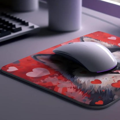 Alaskan Malamute Mouse Pad Dog with Red Hearts Pattern Non-Slip Rubber Mouse Pad Puppy in Love Mouse Pad for Home Office Work Desk Computer Desktop Laptop for Dog Lovers