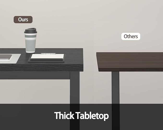 63 Inch Large Computer Desk, Modern Office Desk with Adjustable Feet, Gaming Desk with Deep Desktop, Study Writing Table for Home Office, Work from Home, Easy Assembly, Black