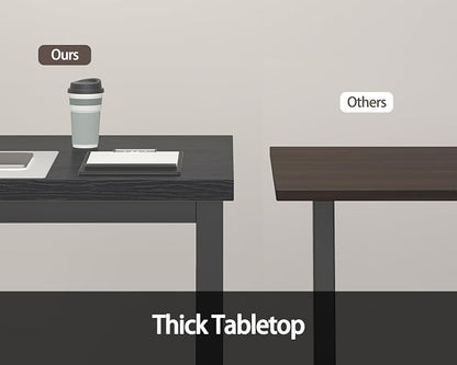 63 Inch Large Computer Desk, Modern Office Desk with Adjustable Feet, Gaming Desk with Deep Desktop, Study Writing Table for Home Office, Work from Home, Easy Assembly, Black