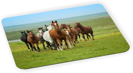 Brown Horses Galloping in Field - Ultra Thin Non-Slip Mouse Pad Mousepad for use with Laptops, Macbooks, Travel