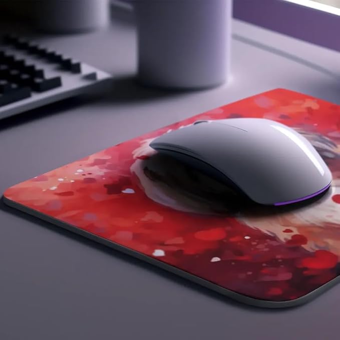 Shih Tzu Mouse Pad Dog with Red Hearts Pattern Non-Slip Rubber Mouse Pad Puppy in Love Mouse Pad for Home Office Work Desk Computer Desktop Laptop for Dog Lovers